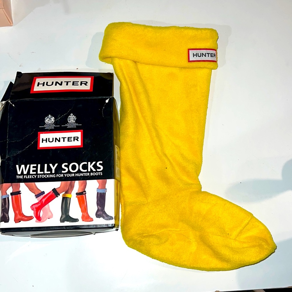 Welly socks yellow Hunter brand boot inserts new with box